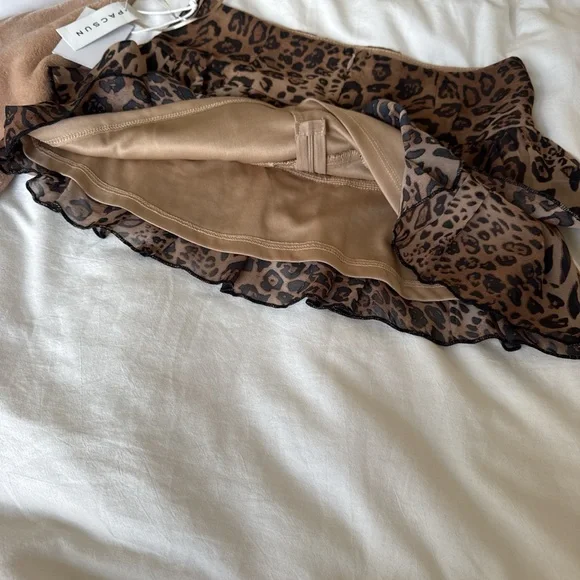 PacSun Leopard Ruffle Mini Skirt - Brown/Black - Picture 4 of 5